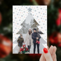 エレガントな雪の結晶 クリスマスツリー 写真入り