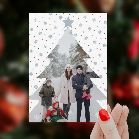 エレガントな雪の結晶 クリスマスツリー 写真入り