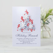 エレガントな雪の結晶 クリスマス ホリデー ブランシュ 招待状 (スタンド正面)