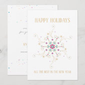 エレガントな雪の結晶 ハッピー・ホリデー コーポレート シーズンカード (正面/裏面)