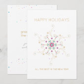 エレガントな雪の結晶　ハッピー ホリデー　パーソナライズド シーズンカード (正面/裏面)