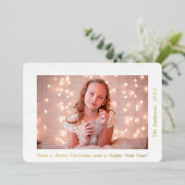 エレガントな雪の結晶 メリークリスマス カスタムフォト 箔シーズンカード (立ち正面)