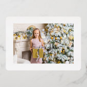 エレガントな雪の結晶 メリークリスマス カスタムフォト 箔シーズンカード (裏面)