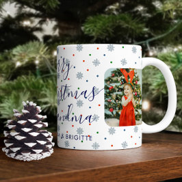エレガントな雪の結晶 メリークリスマス 写真 コーヒーマグカップ