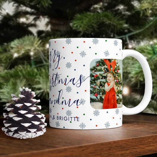 エレガントな雪の結晶 メリークリスマス 写真 コーヒーマグカップ
