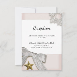 エレガントな雪の結晶　冬のウェディング　レセプションカード 招待状