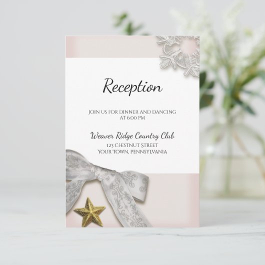 エレガントな雪の結晶　冬のウェディング　受付カード 招待状 (スタンド正面)