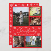 エレガントな雪の結晶 赤い楽しいクリスマス ホリデー カード (正面/裏面)