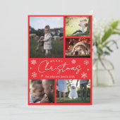 エレガントな雪の結晶 赤い楽しいクリスマス ホリデー カード (スタンド正面)