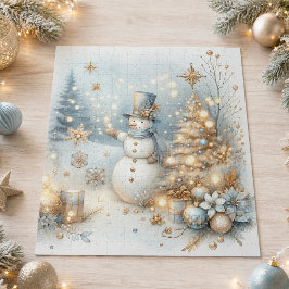 エレガントな雪の雪だるま クリスマス ジグソーパズル