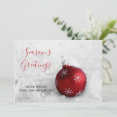 エレガントな雪景色の赤いオーナメント会社 シーズンカード (スタンド正面)