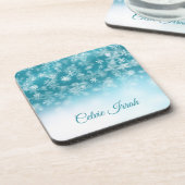 エレガントな雪片のパーソナライズな|プラスチックコースター コースター (左側)