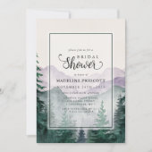 エレガントな霧の山々と森のブライダルシャワー 招待状 (正面)