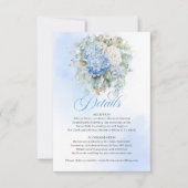 エレガントな青いアジサイのゴールドの結婚式の詳細カード 出欠カード (正面)
