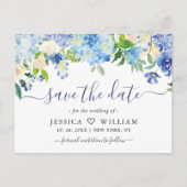 エレガントな青いアジサイの結婚式　Save The Date ポストカード (正面)