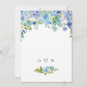 エレガントな青いアジサイの花のエンゲージメントパーティー 招待状 (裏面)