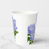 エレガントな青いアジサイの花のブライダルシャワー 紙コップ (右)