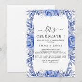 エレガントな青いアジサイ | 白 「お祝いしよう」Ｉ 招待状 (正面/裏面)