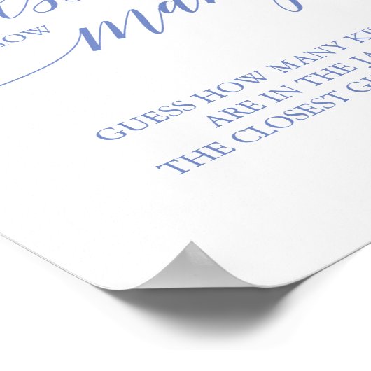 エレガントな青いカリグラフィー キスの数を当ててみて ポスター (角)