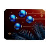 エレガントな青いクリスマスオーナメント マグネット (横)