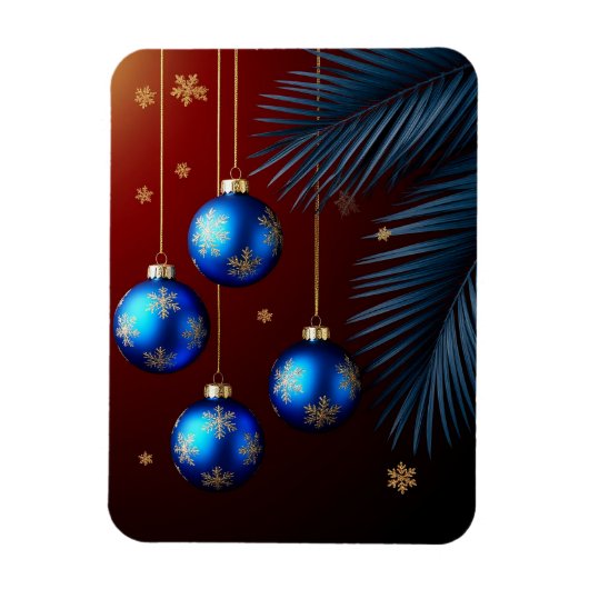 エレガントな青いクリスマスオーナメント マグネット (縦)