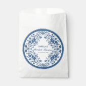 エレガントな青いシノワーズリー ヴィクトリアン チャイニーズ フローラル フェイバーバッグ (正面)