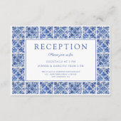 エレガントな青いタイルの結婚式披露宴 エンクロージャーカード (正面)