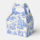 エレガントな青いトワルドジューイのブライズシャワー フェイバーボックス (裏面サイド)