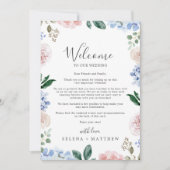 エレガントな青いハイドランジアのウェルカムレター＆スケジュール (正面)