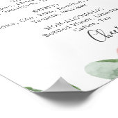 エレガントな青いハイドランジアの結婚式ドリンクメニュー看板 ポスター (角)