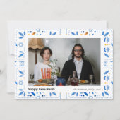 エレガントな青いハヌカの家族の写真1 シーズンカード (正面)