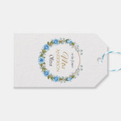 エレガントな青いバラとベイビーズブレス ギフトタグ (正面(横))