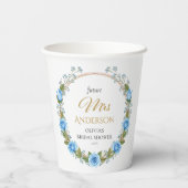 エレガントな青いバラとワスレナグサ 紙コップ (裏面)