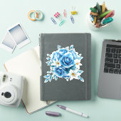 エレガントな青いバラの花のアート作品 シール (iPadカバー)