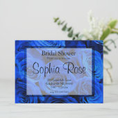 エレガントな青いバラの青い花の青い花モチーフ 招待状 (スタンド正面)