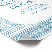 エレガントな青いフォトゲストブックパーティーサイン ポスター (角)