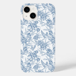 エレガントな青いフランスのトワル・ド・ジュイの花柄 Case-Mate iPhone 14ケース