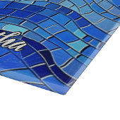 エレガントな青いモザイクの波のステンドグラス カッティングボード (角)