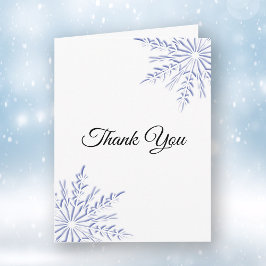 エレガントな青い冬の雪の花 哀悼のお礼 サンキューカード
