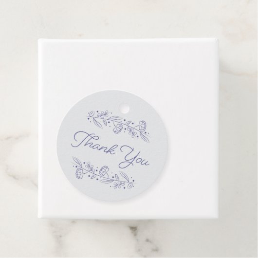 エレガントな青い手描きの花とツル フェイバータグ (インサイチュ)