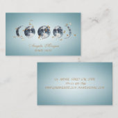 エレガントな青い月と星のブルー 名刺 (正面/裏面)