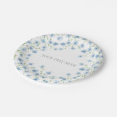 エレガントな青い水彩の野の花 ペーパープレート (アングル)