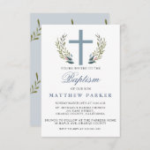 エレガントな青い洗礼/命名式の招待状 招待状 (正面/裏面)