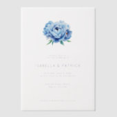 エレガントな青い牡丹の結婚式招待状 ベラム紙招待状 (正面)