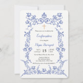 エレガントな青い確認 招待状 (正面)