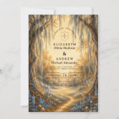 エレガントな青い秋の結婚式 招待状 (正面)