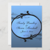 エレガントな青い結婚式の招待状 招待状 (裏面)