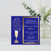 エレガントな青い結婚記念日パーティー招待状 招待状 (スタンド正面)