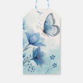 エレガントな青い花と蝶のカスタムギフトタグ ギフトタグ (裏面)