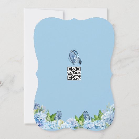 エレガントな青い花のウェディングカード 招待状 (裏面)